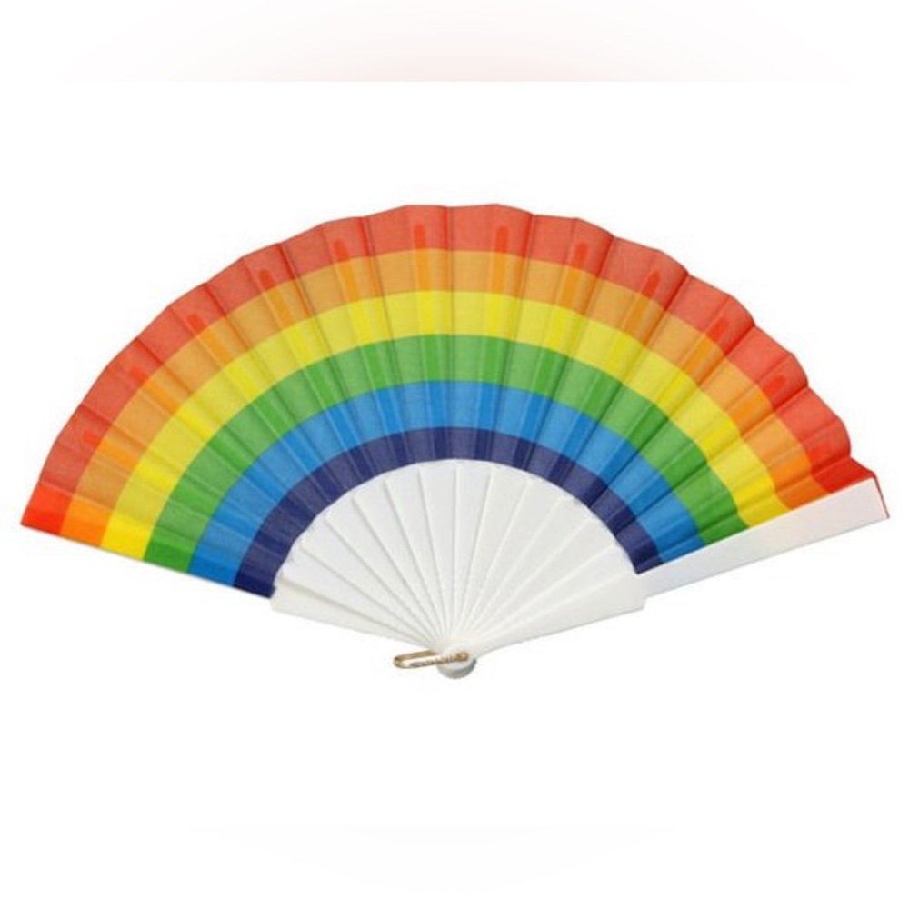 NWT Rainbow Pride Hundreds Fan - handheld, clack festival, music, heat, fun fan